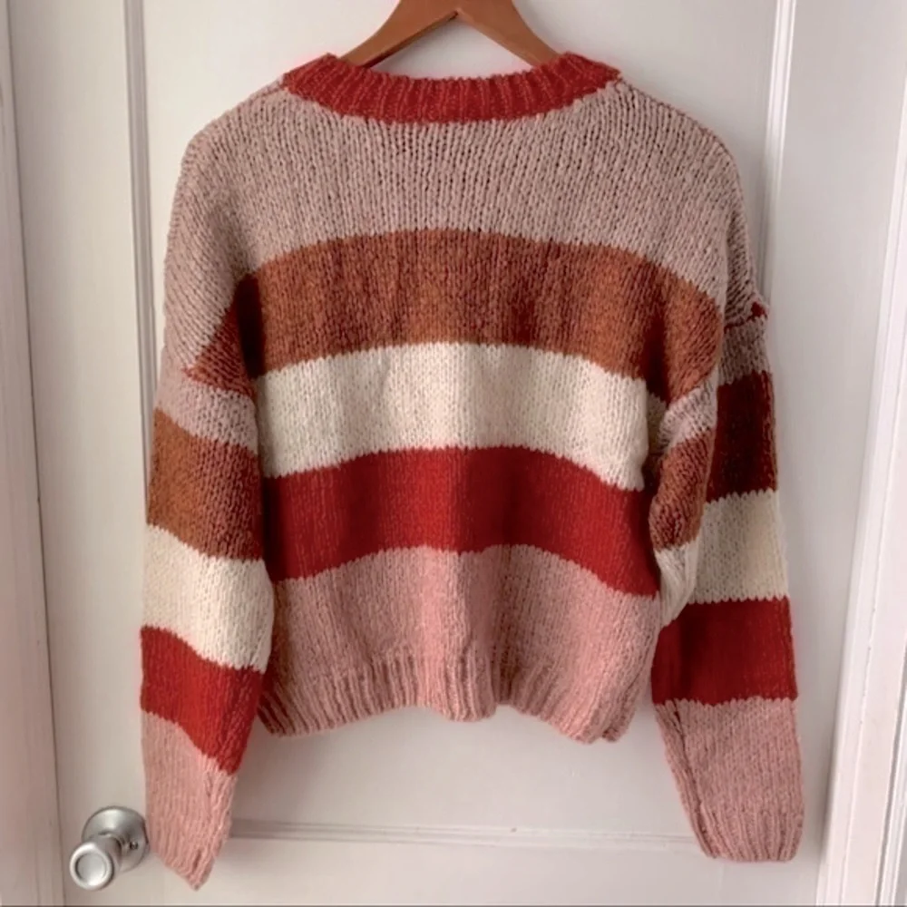 F21 striped dropped shoulder sweater NWT